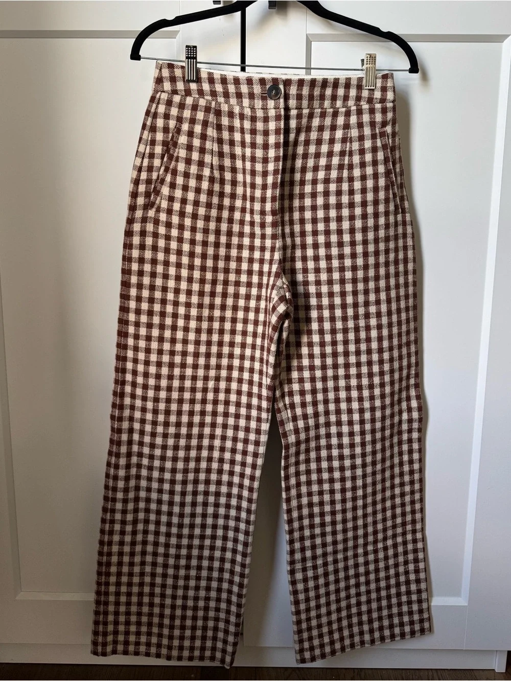 Sezane Brown and Cream Gingham Martin trousers - Picture 7 of 7